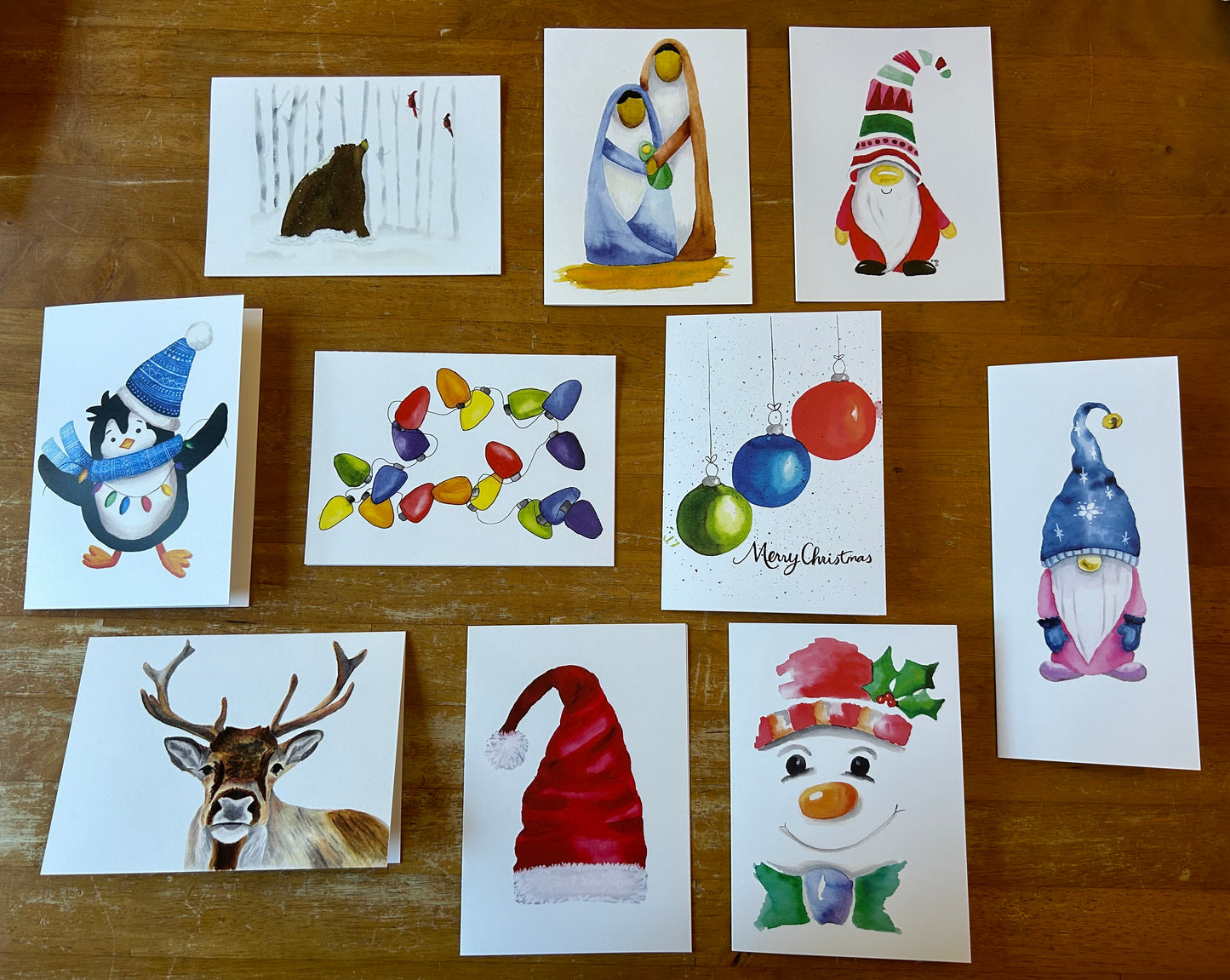 Holiday Card Pack - 10 Watercolor Cards