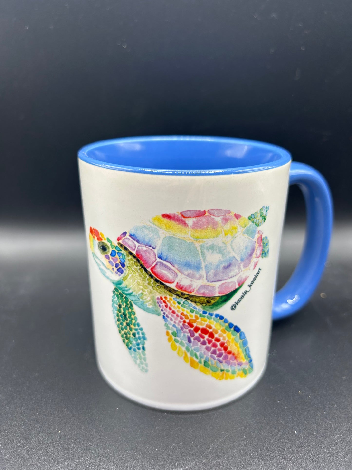 Sea Turtle Mug (blue interior) - Watercolor