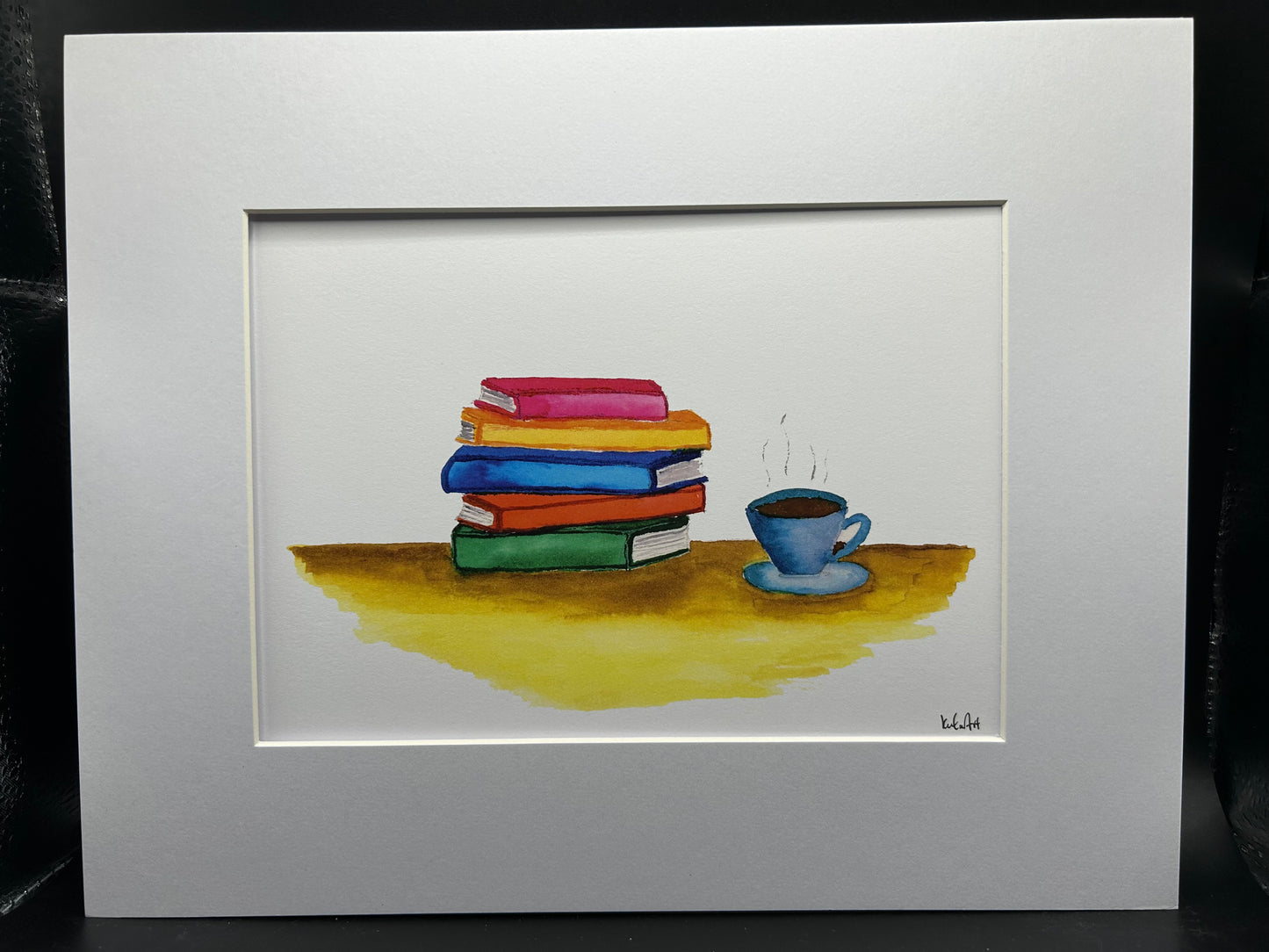 Books and Hot Drink - Watercolor Large Print