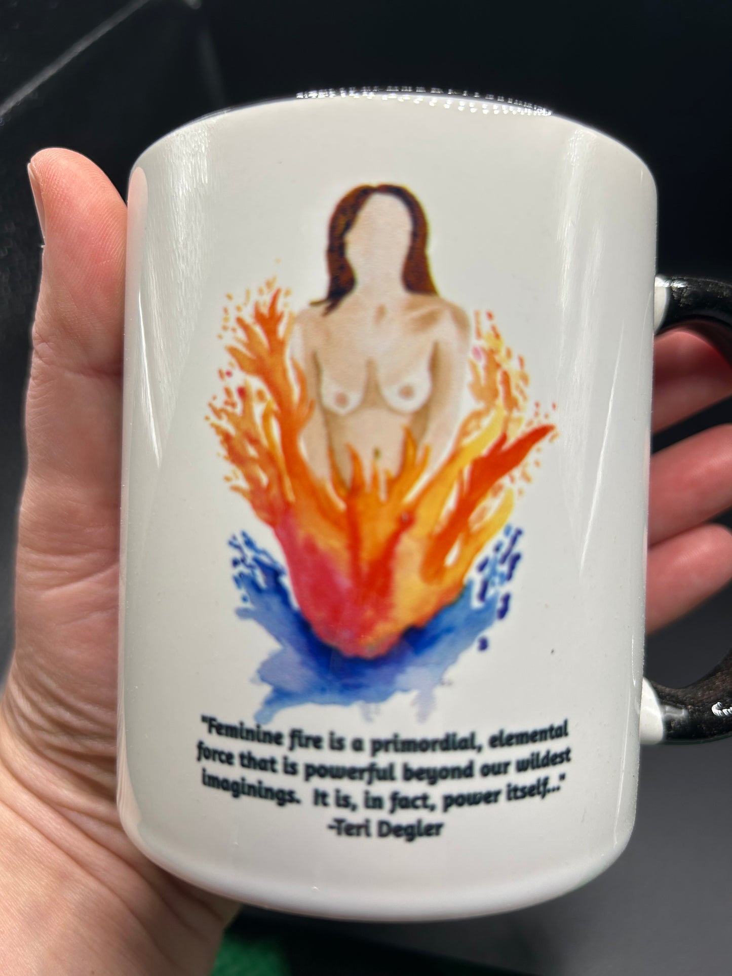 Feminine Fire Mug (black interior) - Watercolor