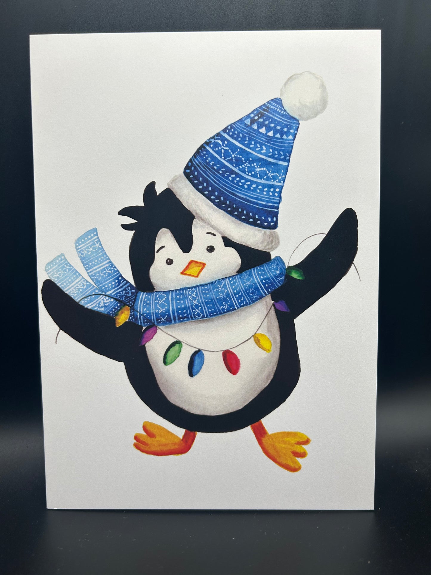 Holiday Penguin - Watercolor Card