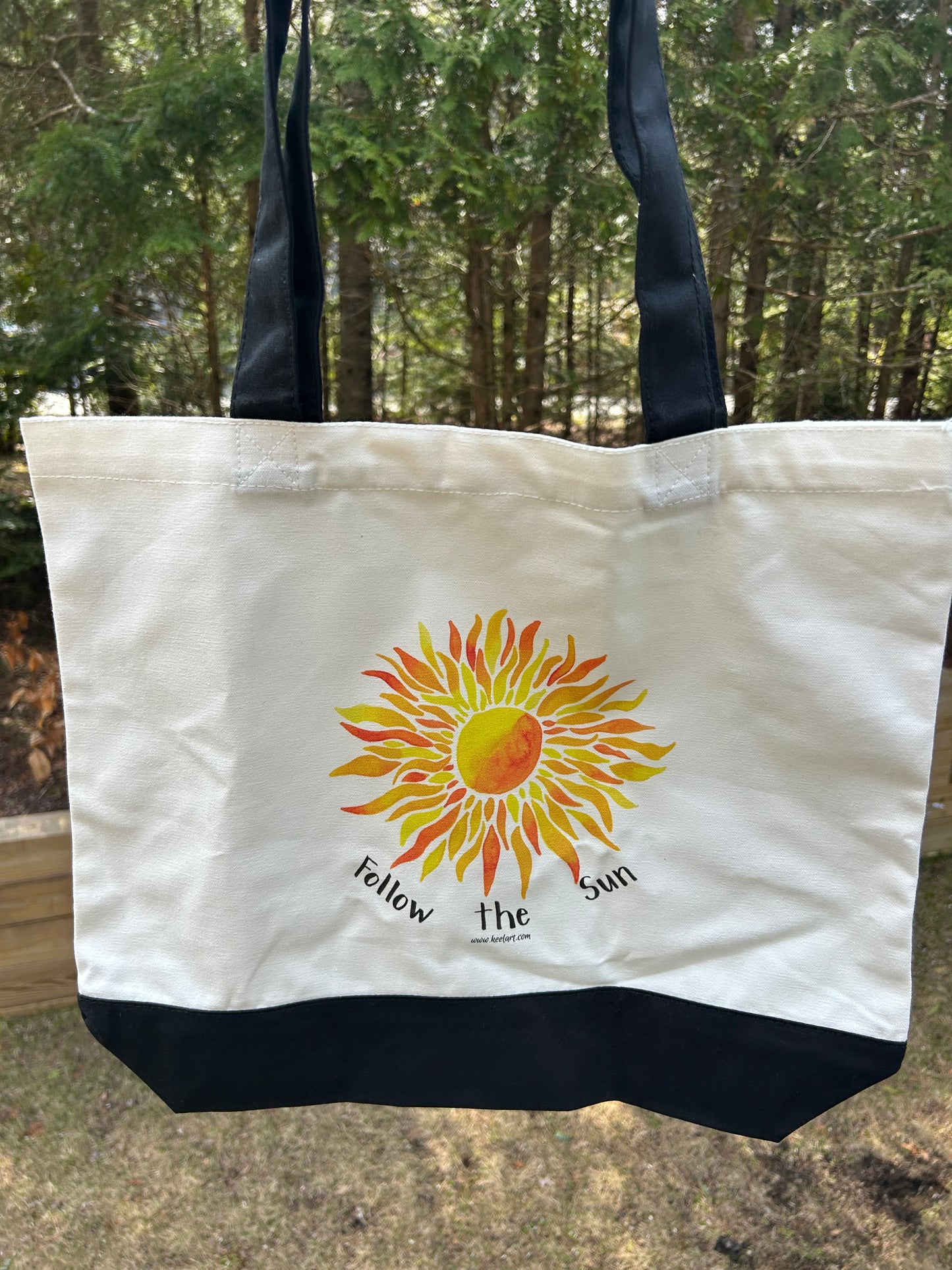 Follow the Sun Canvas Tote Bag - watercolor