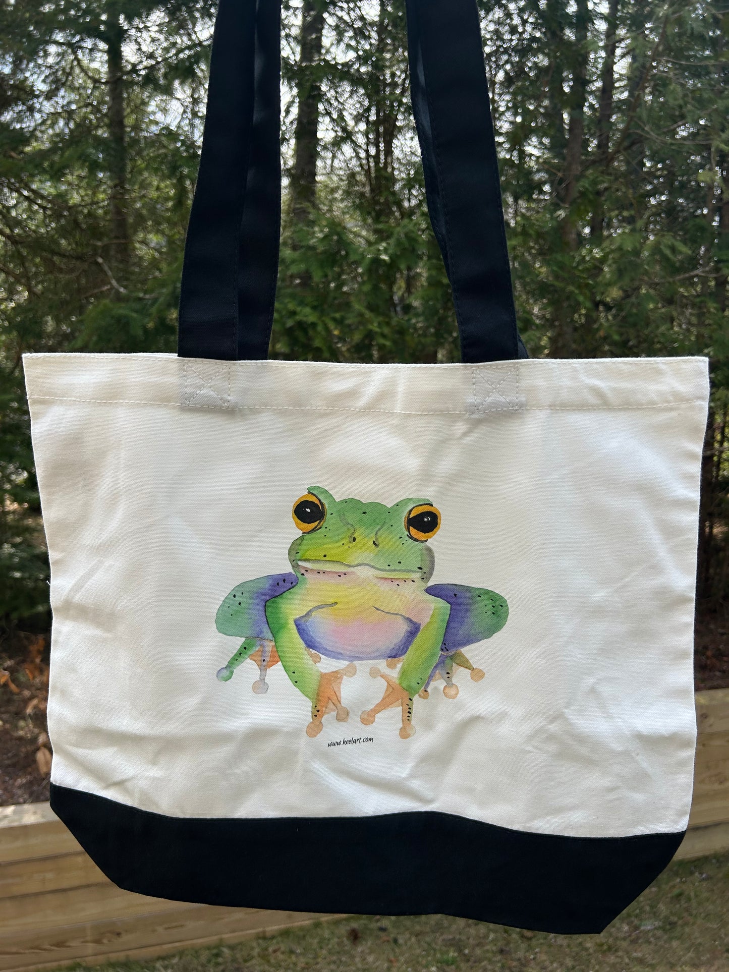 Frog Canvas Tote Bag - watercolor