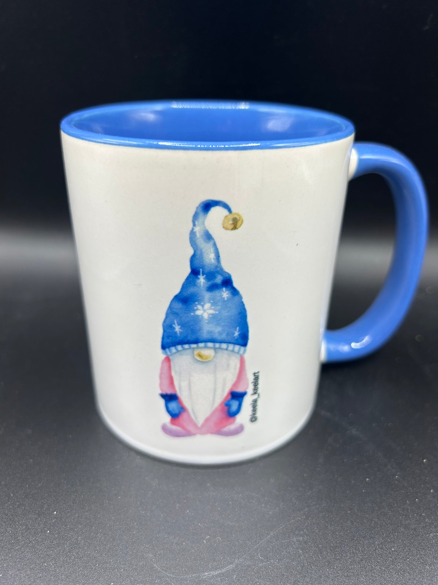 Snowflake Gnome Mug (blue interior) - Watercolor