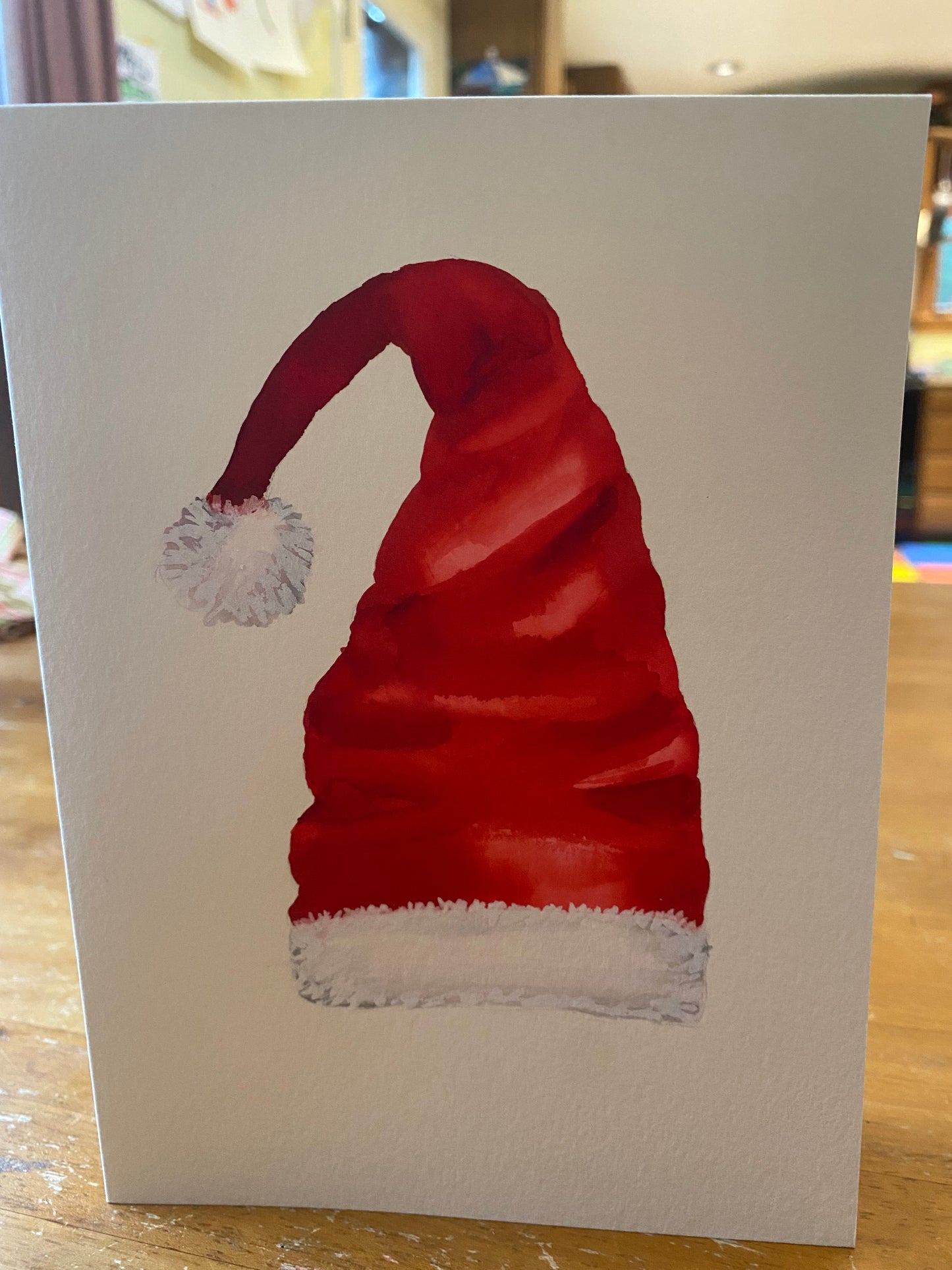 Santa Hat - Watercolor Card