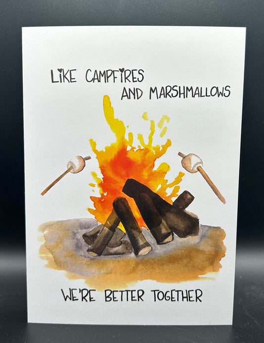Campfires and Marshmallows - Watercolor Card