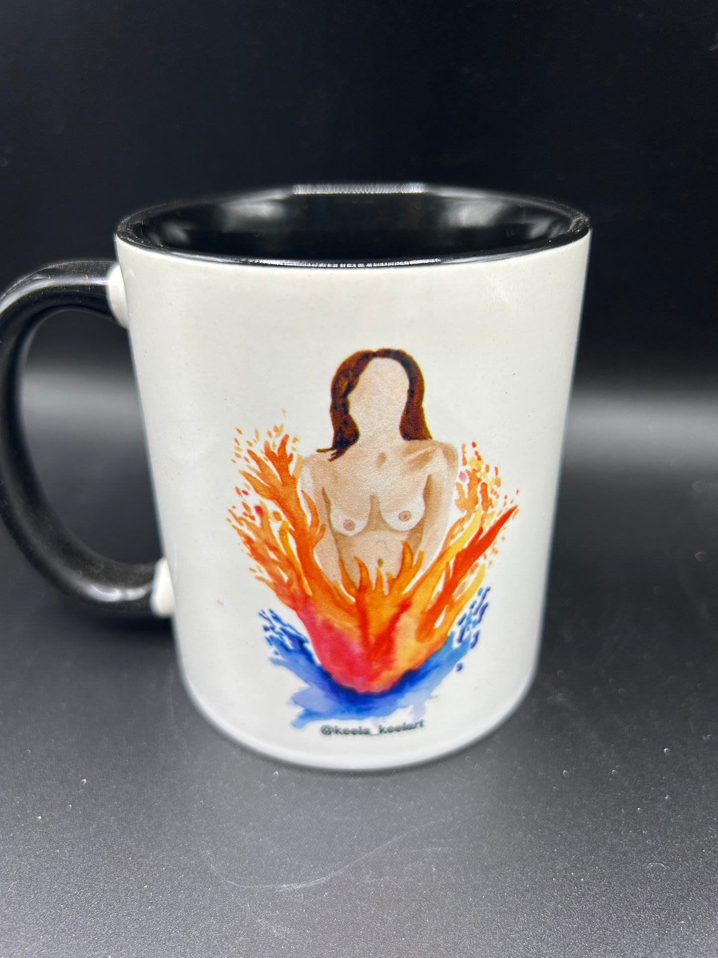 Feminine Fire Mug (black interior) - Watercolor