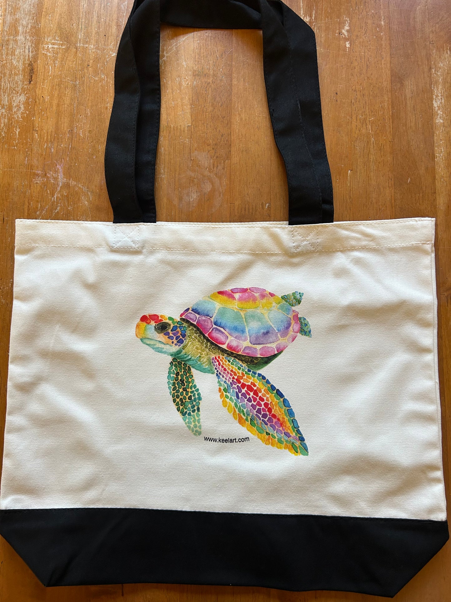 Sea Turtle Canvas Tote Bag - watercolor