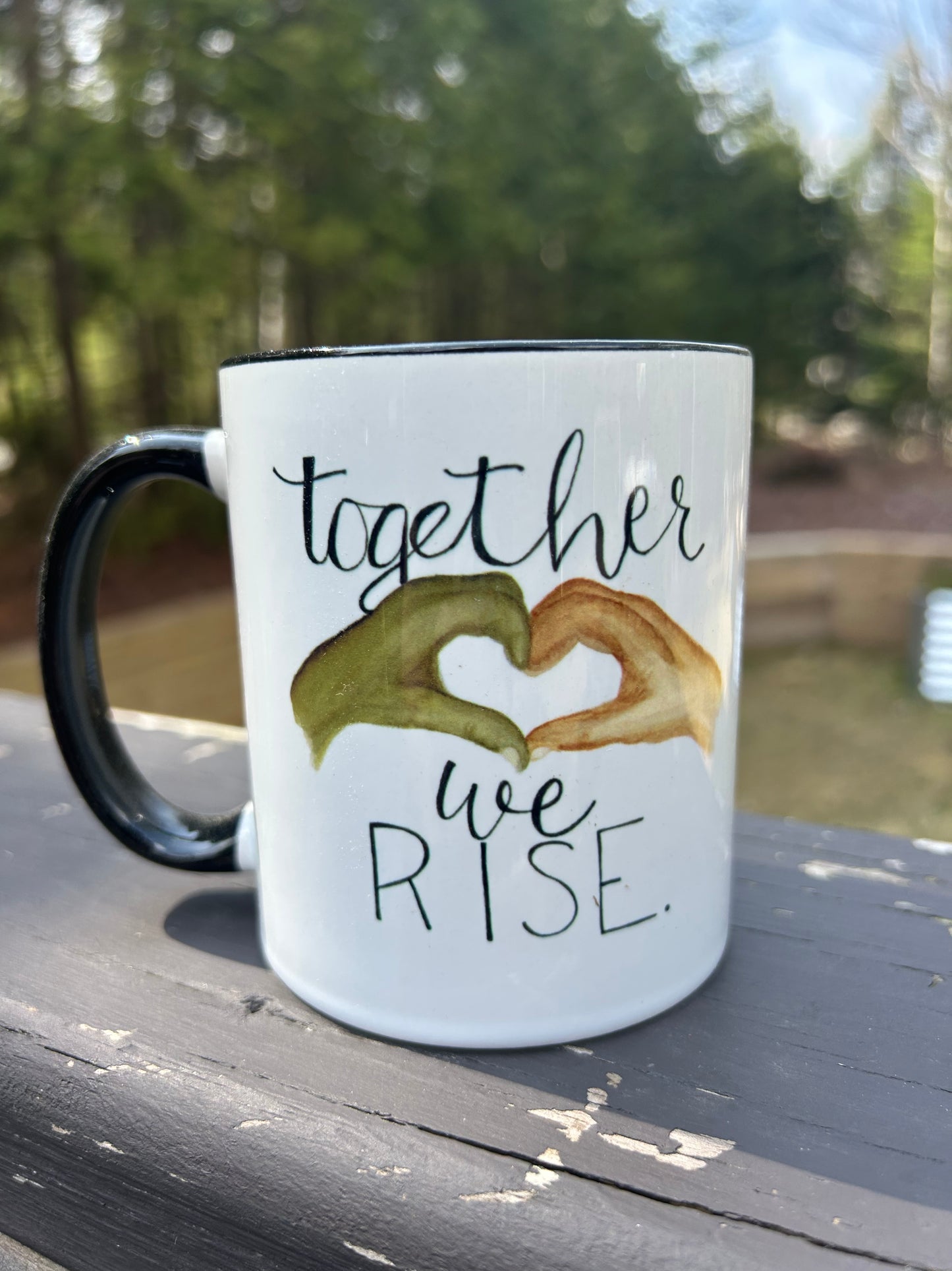 Together We Rise Mug (black interior) - watercolor