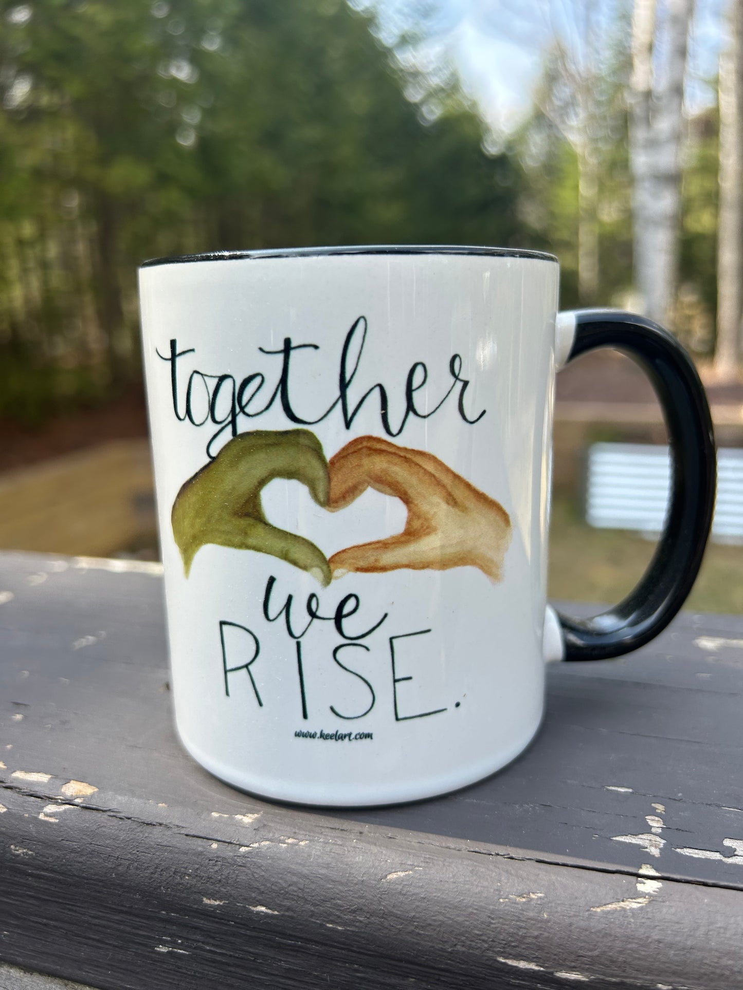 Together We Rise Mug (black interior) - watercolor