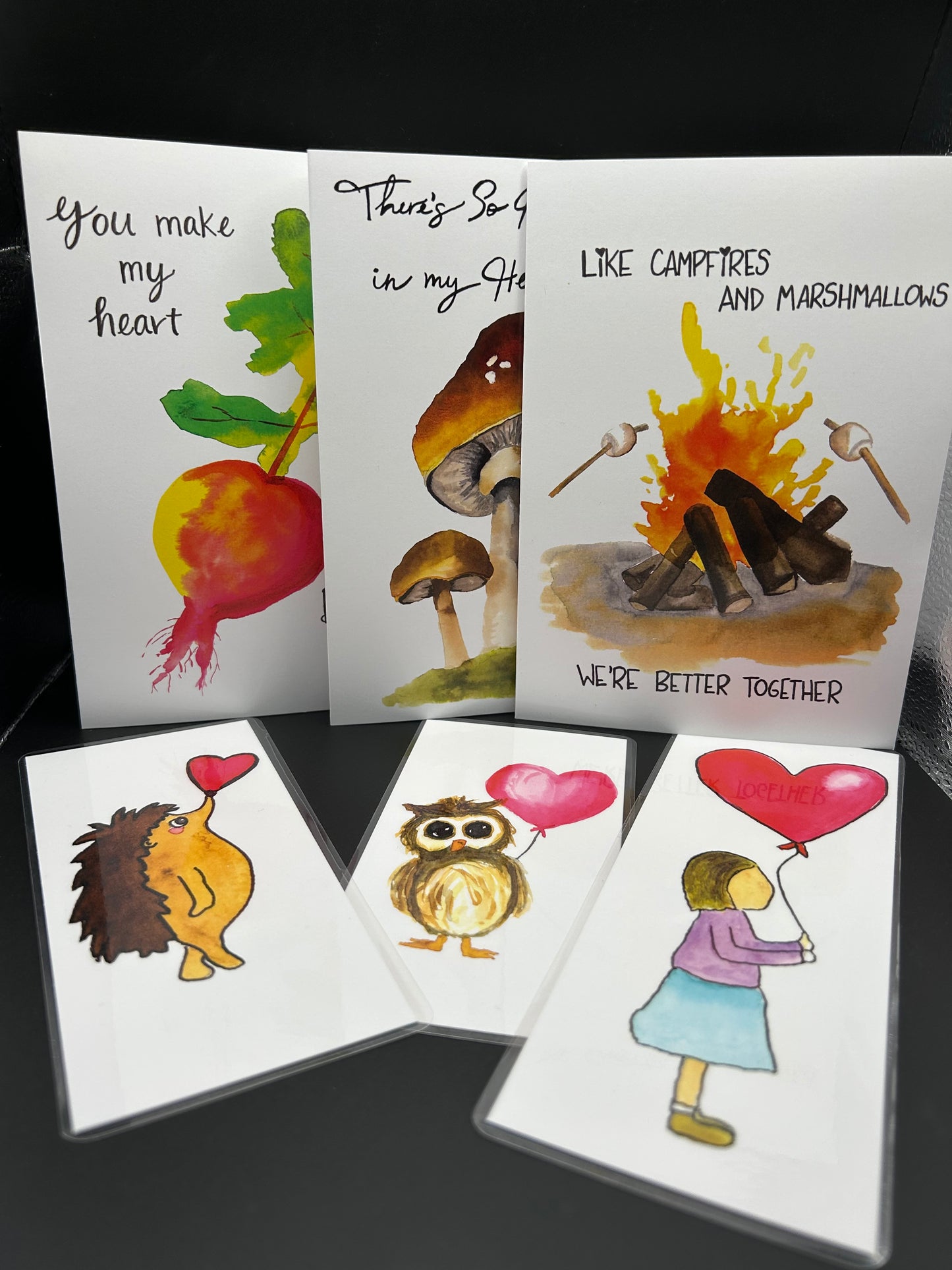 Love Pack (3 cards and 3 bookmarks) - Watercolor