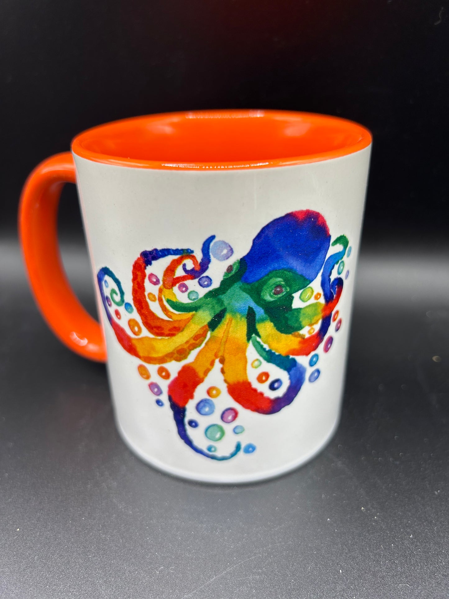 Octopus Mug (orange interior) - Watercolor