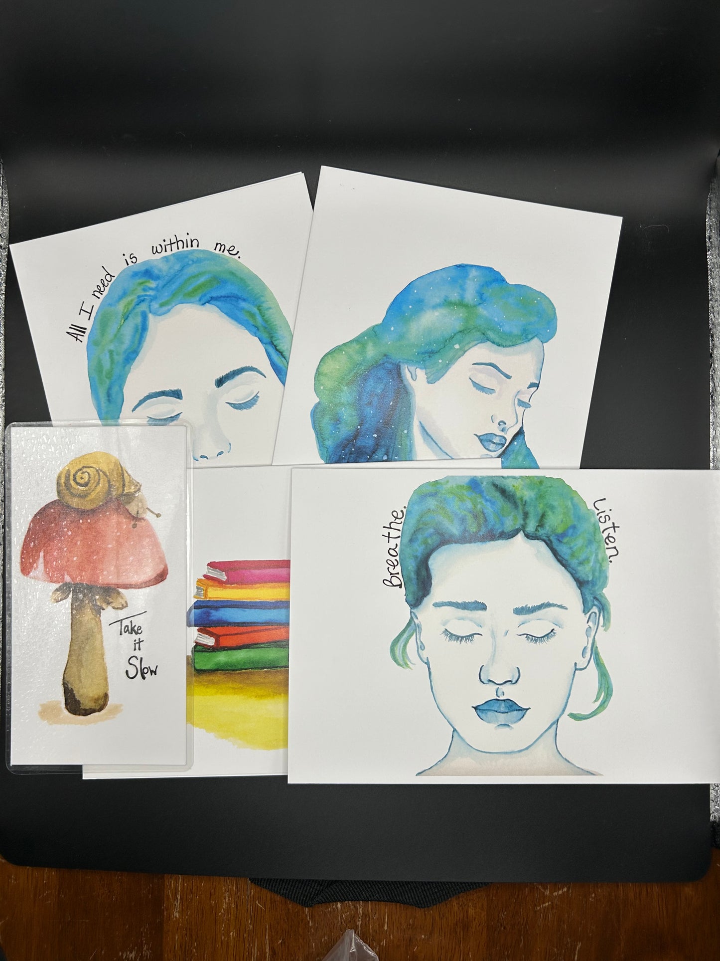 Peaceful Pack (4 cards and 1 bookmark) - Watercolor