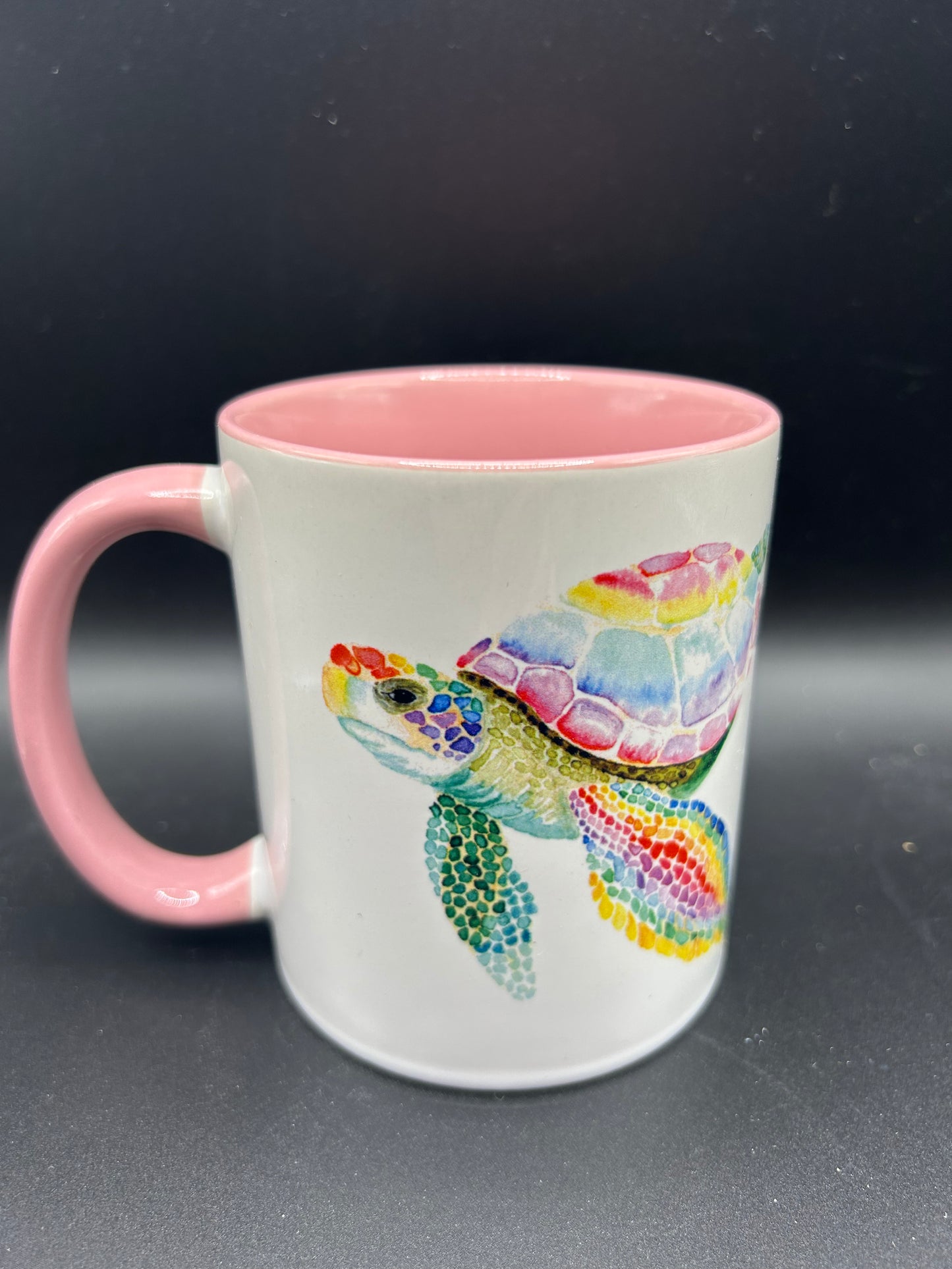 Sea Turtle Mug (pink interior) - Watercolor
