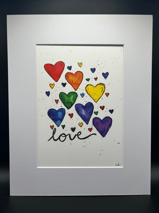 Rainbow Hearts - Watercolor Small Print