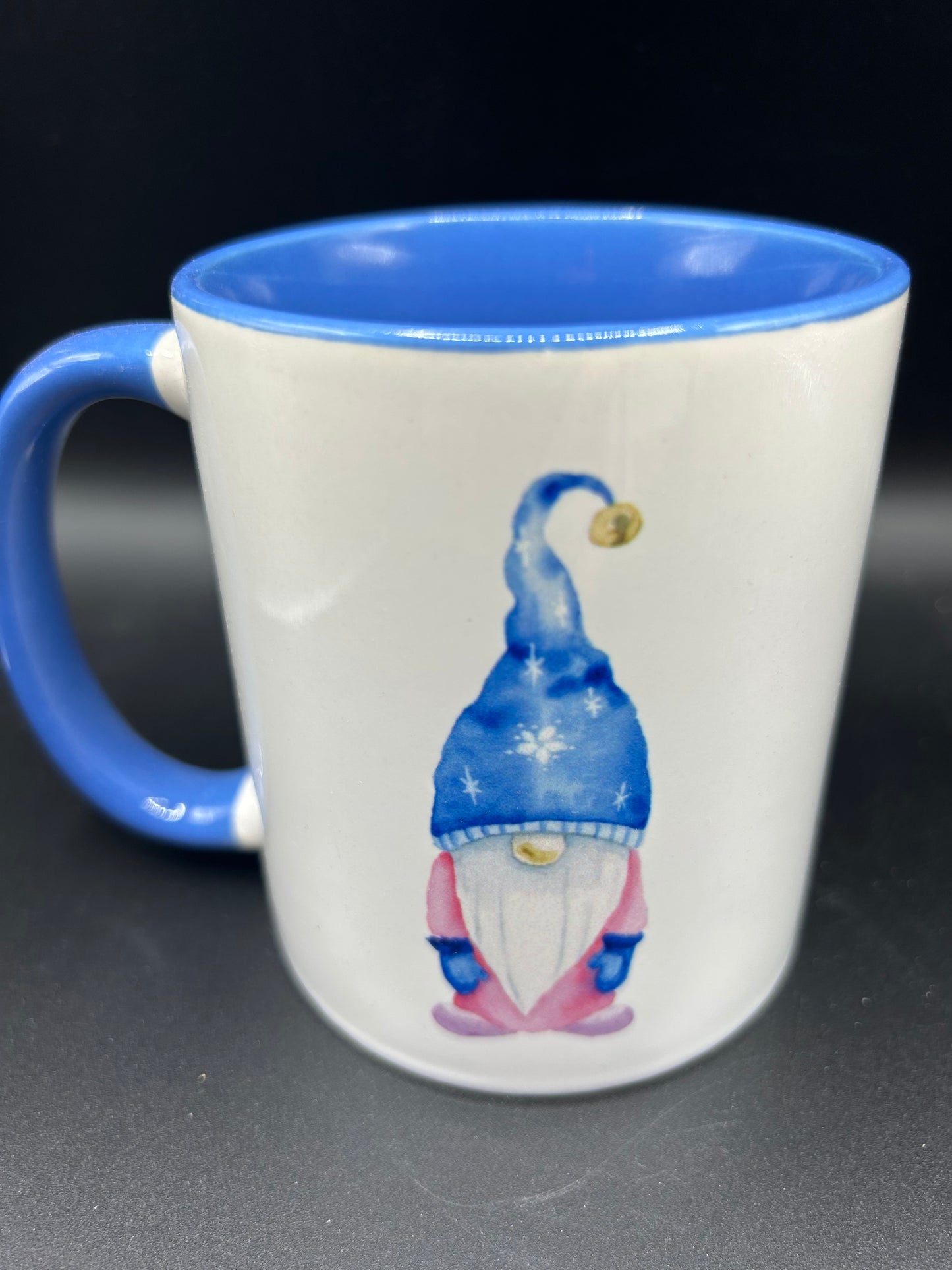 Snowflake Gnome Mug (blue interior) - Watercolor