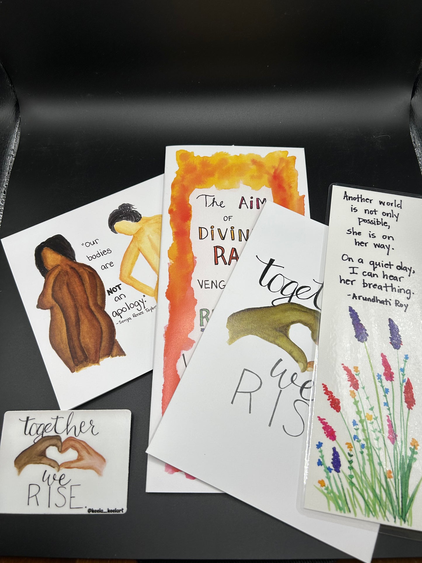 Social Justice Pack (3 cards, 1 sticker, and 1 bookmark) - Watercolor