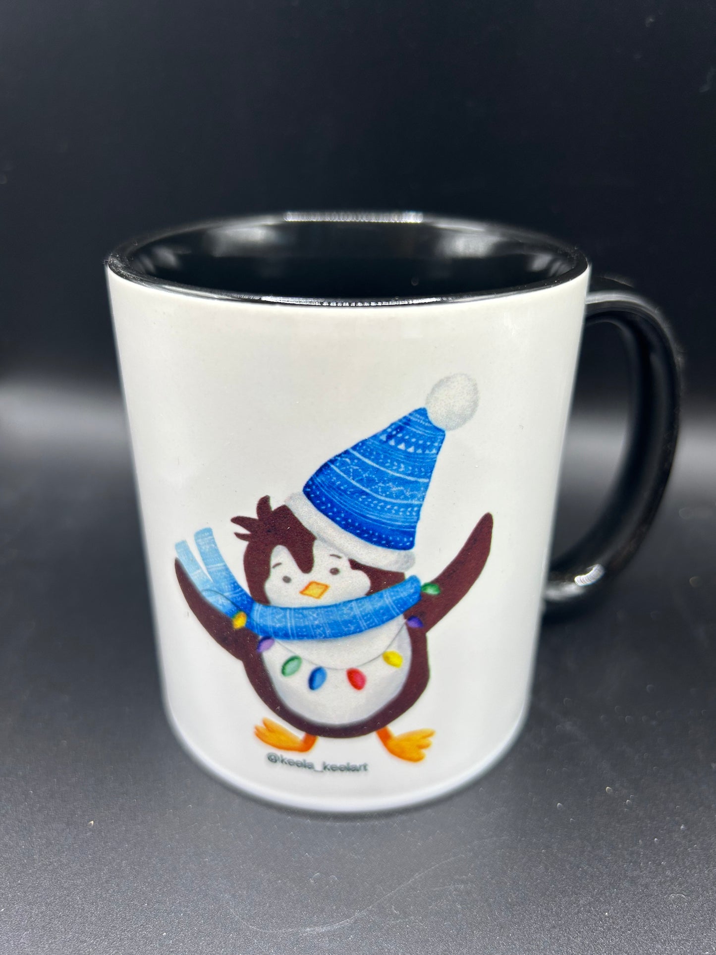Penguin Mug (black interior) - Watercolor