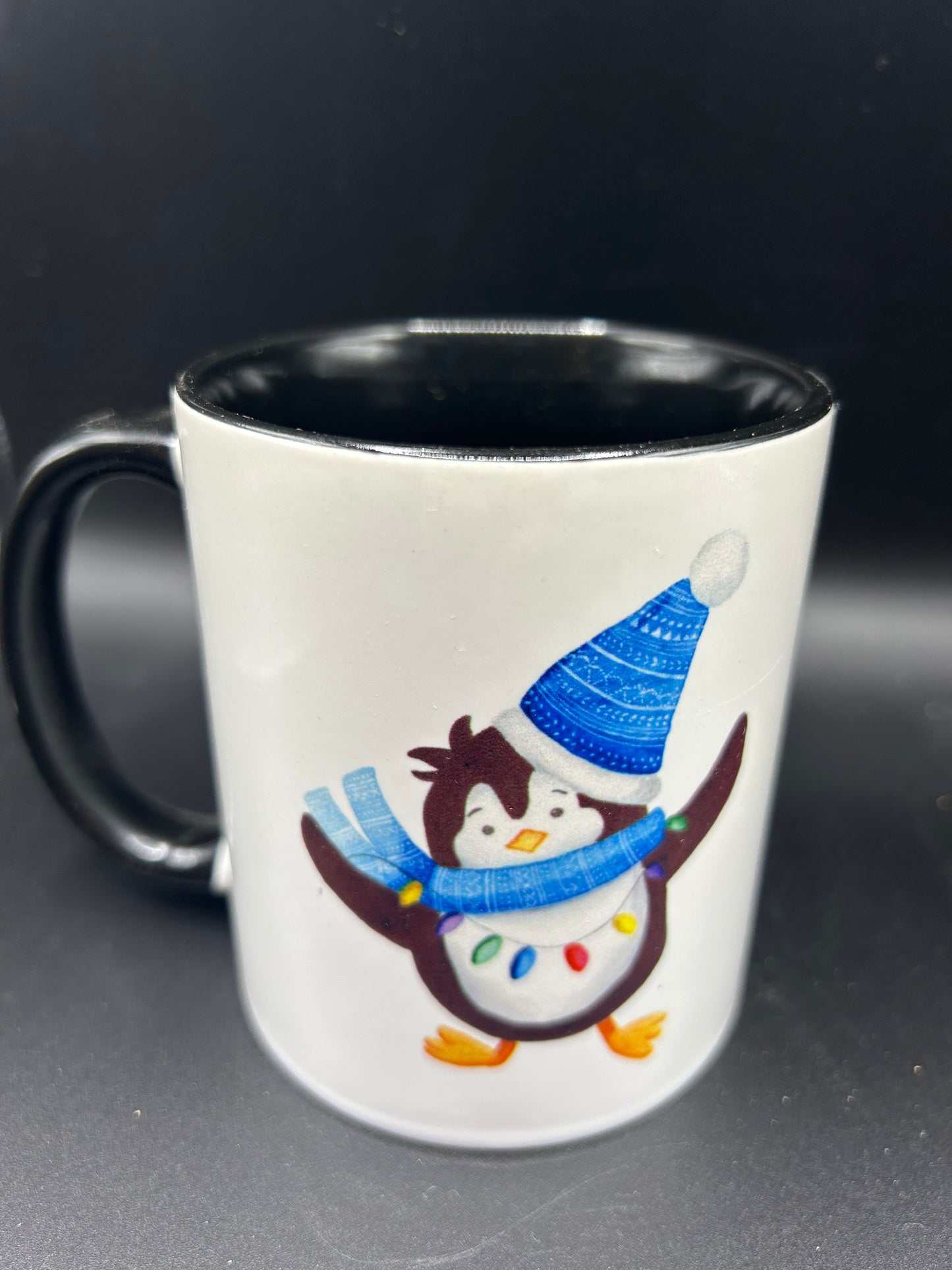 Penguin Mug (black interior) - Watercolor